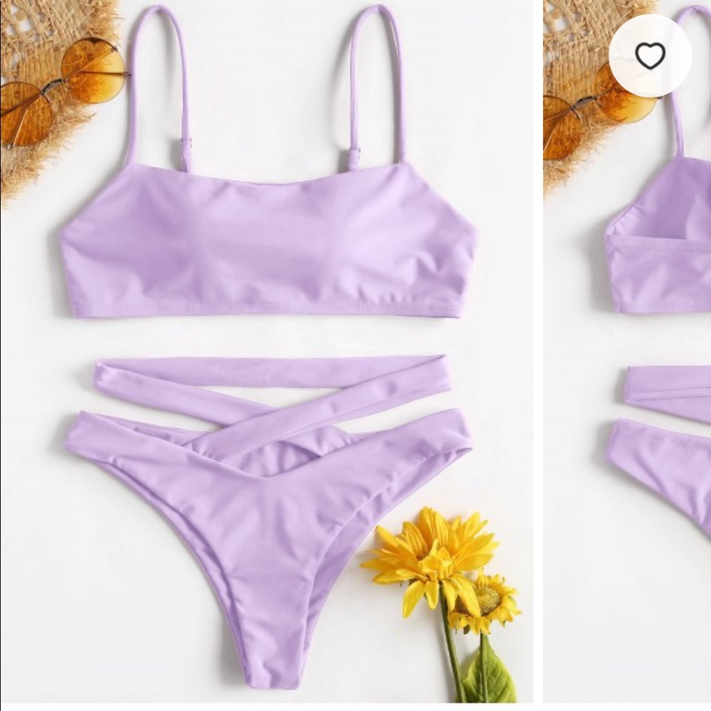 ZAFUL Pastel Purple Strappy Criss Cross Bikini S